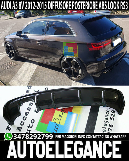 AUDI A3 8V SPORTBACK 3 PORTE 2012-2015 SOTTO PARAURTI DIFFUSORE RS3 ABS AUTOELEGANCERICAMBI