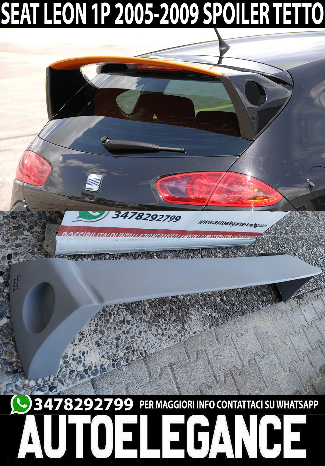 SPOILER POSTERIORE SEAT LEON 1P MK2 2005-2009 SUL TETTO JE LOOK 0109