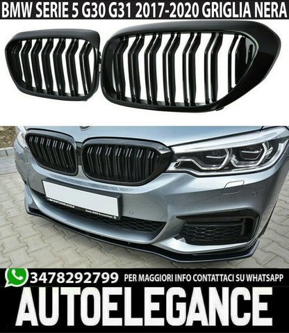 BMW SERIE 5 G30 G31 2017-2020 GRIGLIE ANTERIORI TOTAL BLACK M SPORT NERA AUTOELEGANCERICAMBI