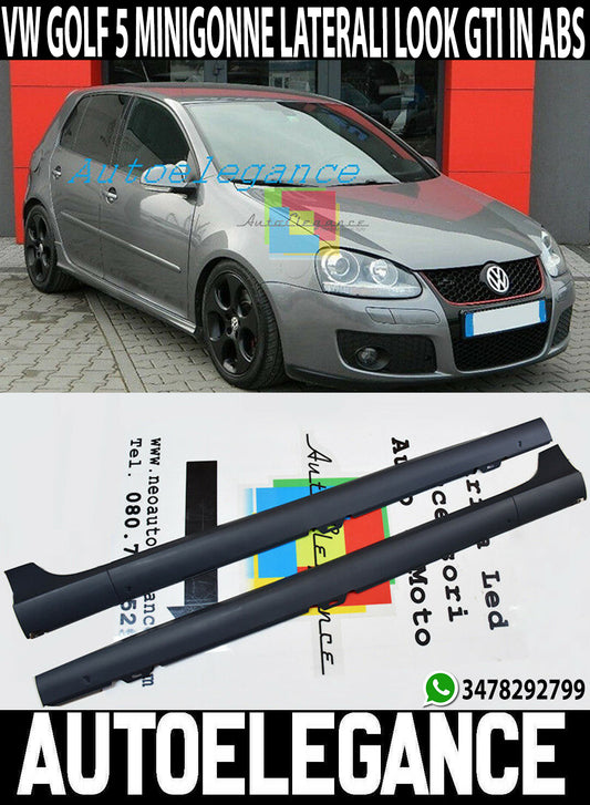 MINIGONNE LATERALI PER VW GOLF 5 2003-2008 3 & 5 PORTE SPOILER SOTTO PORTA