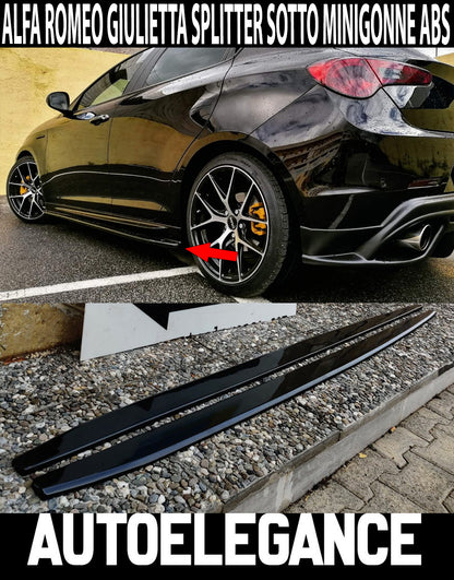 ALFA ROMEO GIULIETTA 2010-2020 FLAPS SOTTO MINIGONNE ABS NERO LUCIDO SPLITTER AUTOELEGANCERICAMBI