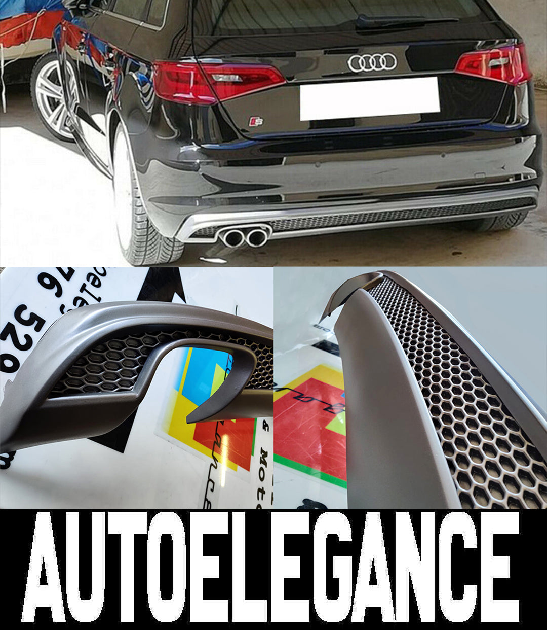 SOTTO PARAURTI AUDI A3 8V SPORTBACK 2012-2015 DIFFUSORE SLINE GRIGIO PLATINO