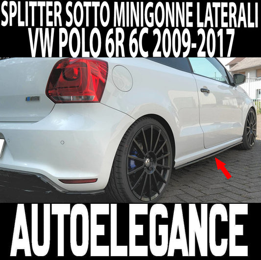 VW POLO 6R 6C 2009-2017 SPOILER SPLITTER SOTTO MINIGONNE ABS NERO