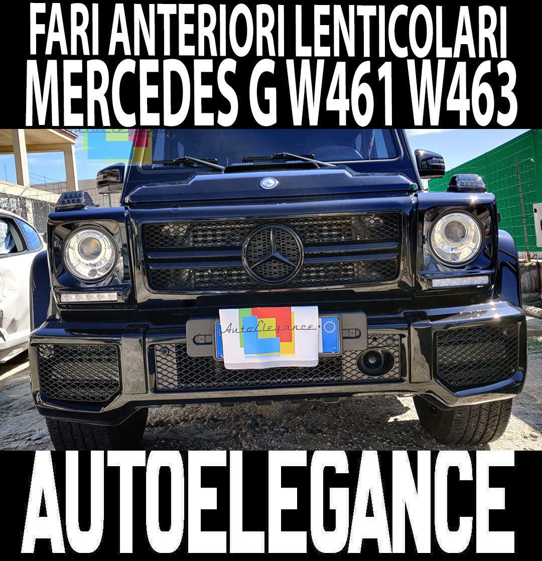 MERCEDES CLASSE G W463 W461 1990-2012 FARI ANTERIORI LENTICOLARI FANALI CROMATI