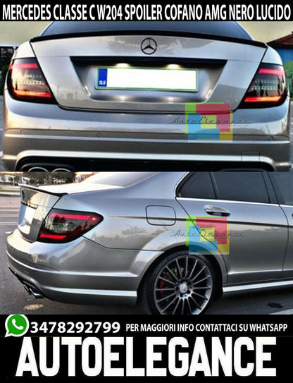 MERCEDES W204 SEDAN REAR SPOILER HOOD AMG LOOK GLOSSY BLACK IN ABS
