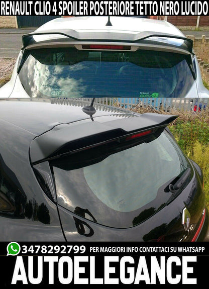 ALETTONE RENAULT CLIO 4 IV STANDARD 2012-2018 SPOILER TETTO NERO LUCIDO AUTOELEGANCERICAMBI
