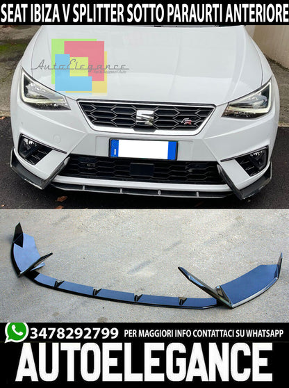 SEAT IBIZA V MK5 2017+ FRONT BUMPER SPLITTER GLOSS BLACK FR LOOK