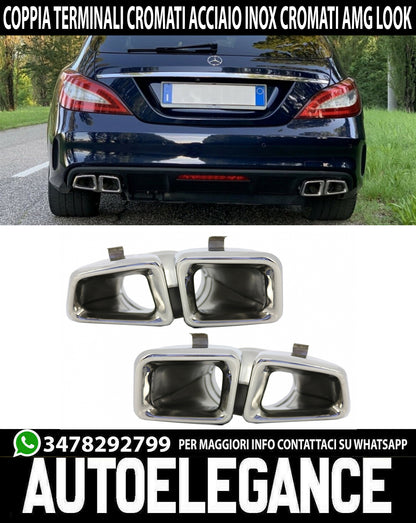 MERCEDES CLS W218 LIFT EXHAUST TIPPER AMG LOOK STAINLESS STEEL CHROME
