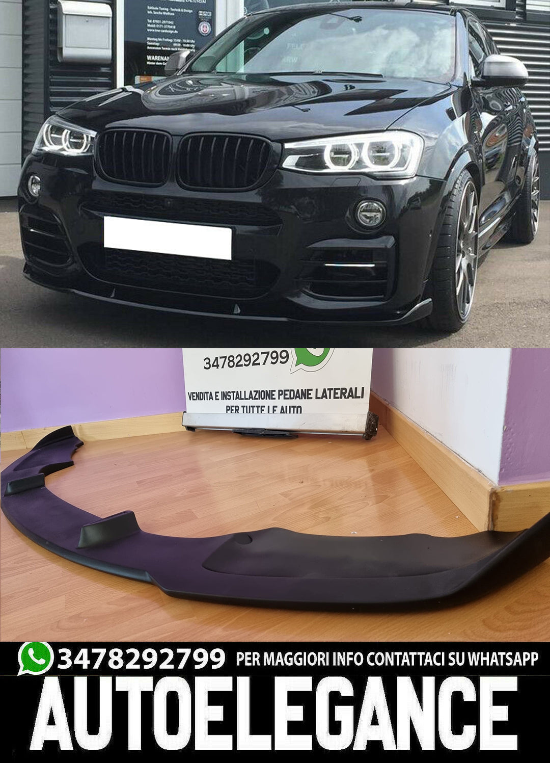 UNDER FRONT BUMPER BMW X3 F25 X4 F26 M FACELIFT 2015+ SPOILER BLADE