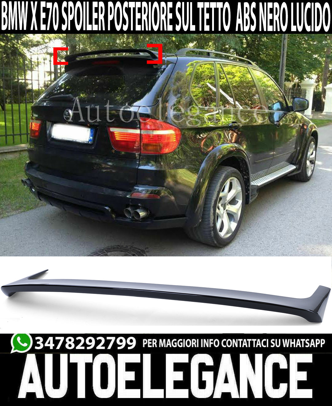 BMW X5 E70 ROOF SPOILER REAR WINDOW SPOILER ABS GLOSS BLACK .-