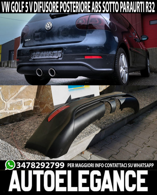 VW GOLF 5 V 2003-2008 REAR DIFFUSER R32 LOOK UNDER BUMPER EXTRACTOR .-
