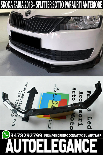 FRONT BUMPER UNDER SKODA FABIA III 2013-2018 SPLITTER GLOSSY BLACK 0247