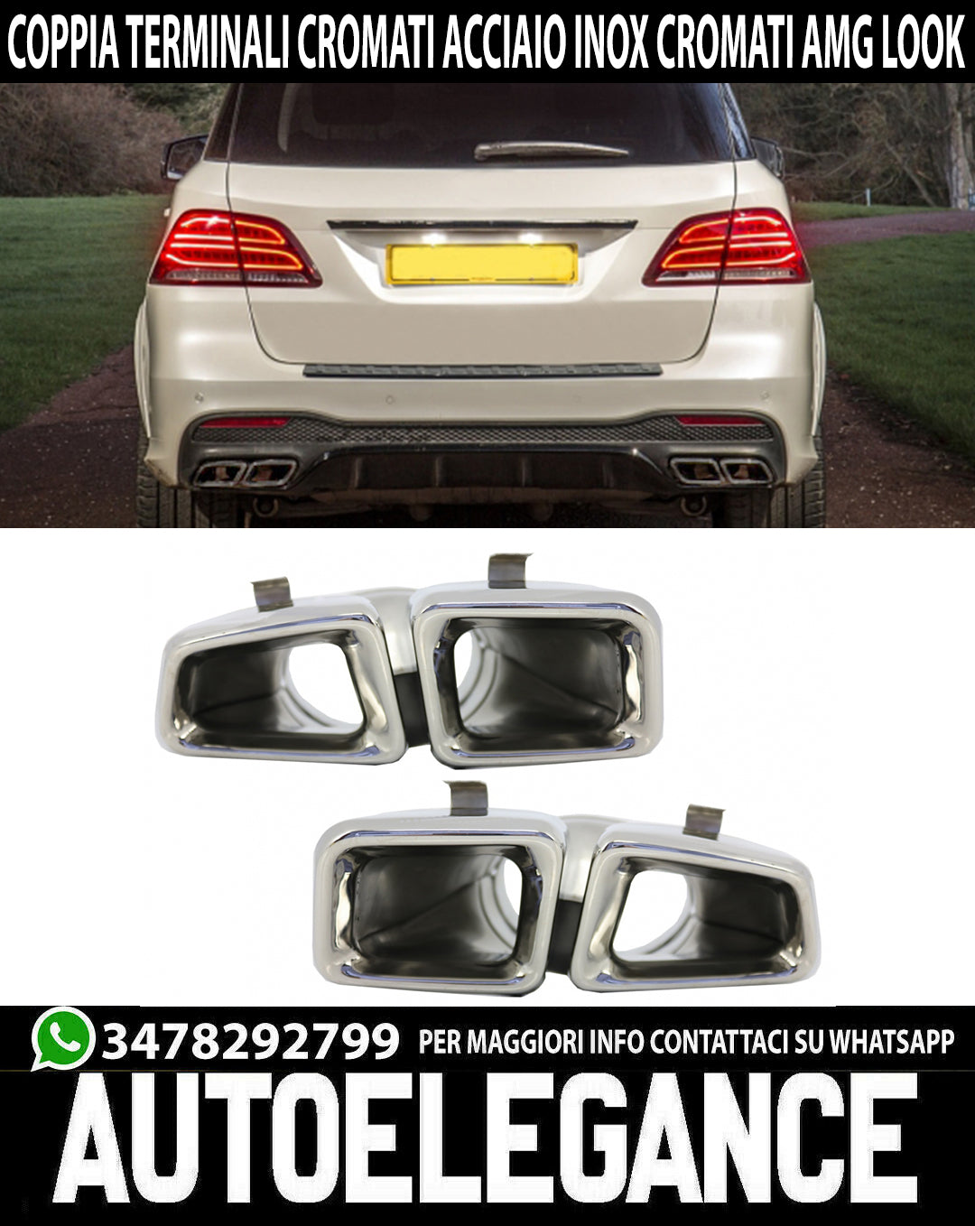 MERCEDES ML W166 AMG LOOK EXHAUST TIPPER STAINLESS STEEL CHROME