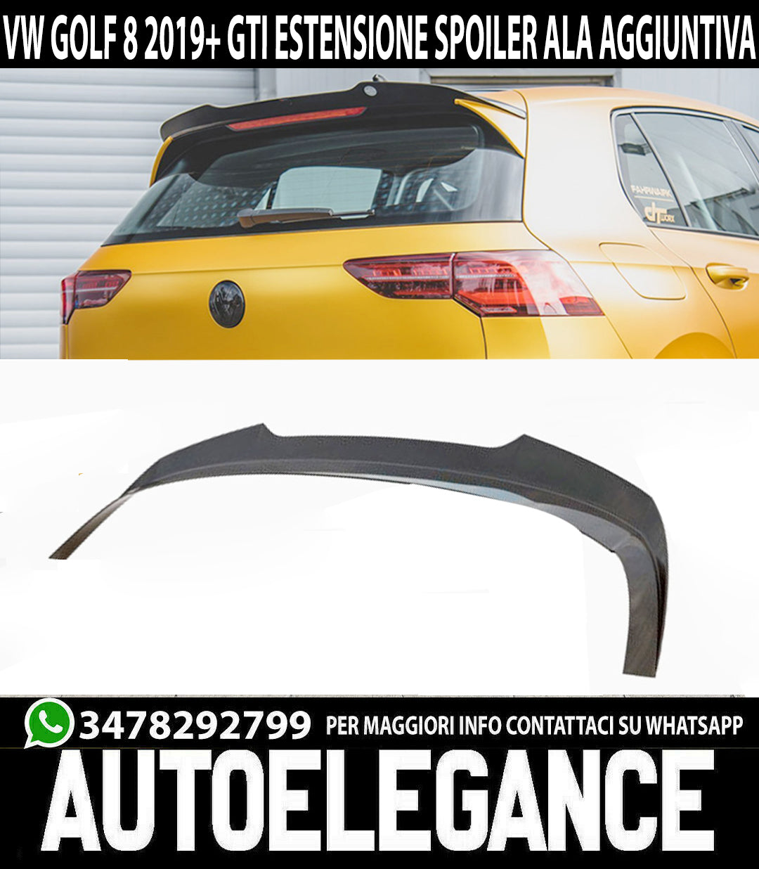 REAR ROOF SPOILER ABS VW GOLF 8 VIII 2019+ ADDITIONAL WING EXTENSION