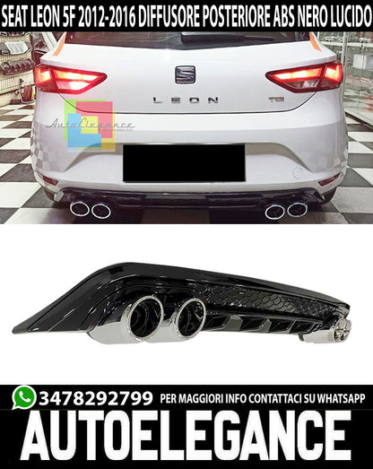 UNDER REAR BUMPER ABS SEAT LEON 5F 2012-2016 DIFFUSER GLOSSY BLACK LOOK