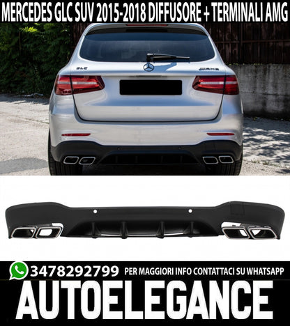 MERCEDES GLC X253 SUV 2015- ABS REAR DIFFUSER AND STAINLESS STEEL TIPPER AMG