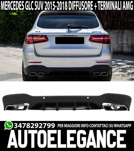 MERCEDES GLC X253 SUV 2015- ABS REAR DIFFUSER AND STAINLESS STEEL TIPPER AMG