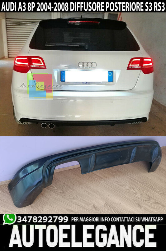 AUDI A3 8P SPORTBACK 5 PORTE 05-08 DIFFUSORE POSTERIORE S3 SOTTO PARAURTI 0263 AUTOELEGANCERICAMBI