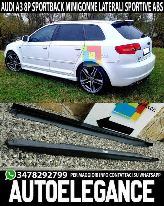 AUDI A3 8P 2005-2012 SIDE DOOR SKIRTS SPORTBACK SPOILER TUNING .-