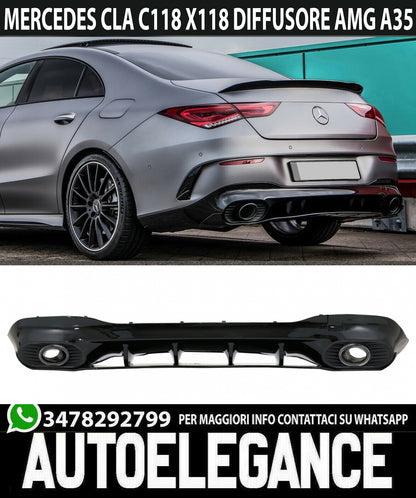 DIFFUSORE POSTERIORE PER MERCEDES CLA W118 X118 AMG TERMINALI INOX NERI A35