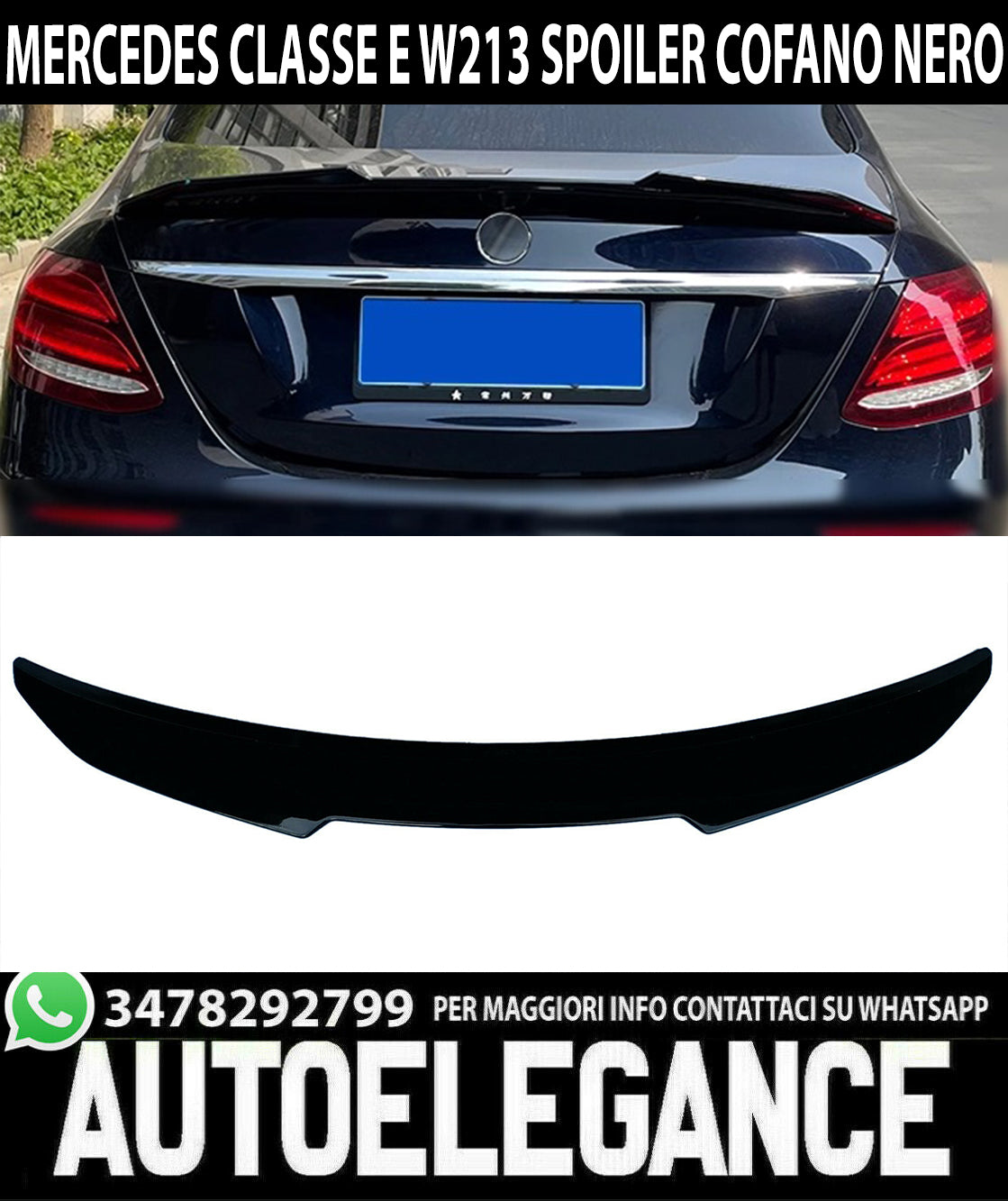 MERCEDES E-CLASS W213 2016-2021 AMG ABS GLOSS BLACK REAR BONNET SPOILER