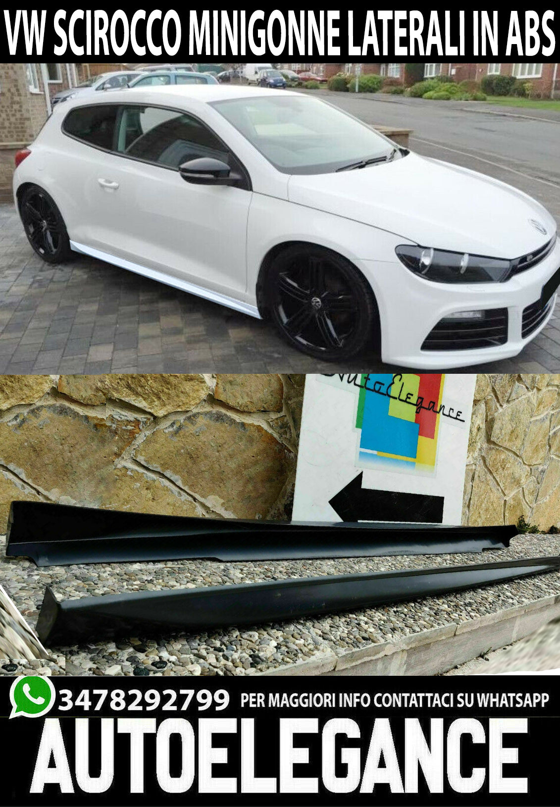 SIDE SKIRTS VW SCIROCCO 08-17 UNDER DOOR SPOILER ABS R