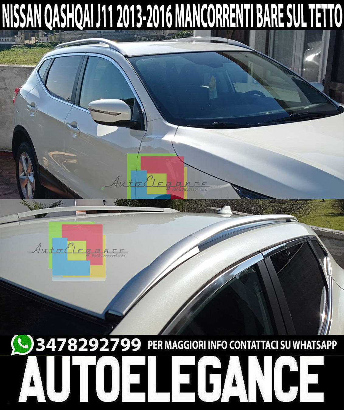 NISSAN QASHQAI J11 2013-2017 BARRE TETTO SATINATE MANCORRENTI PORTAPACCHI