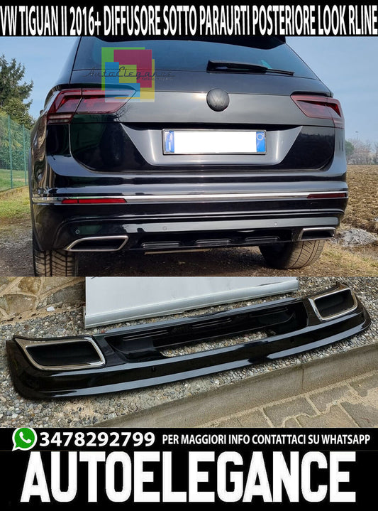 VW TIGUAN II 2016+ REAR BUMPER DIFFUSER RLINE LOOK IN ABS