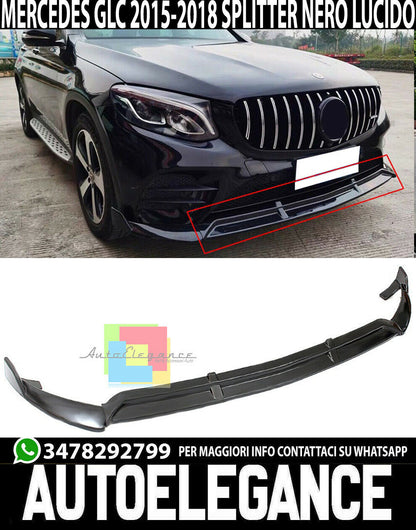 MERCEDES GLC 2015-2018 SPLITTER PARAURTI ANTERIORE SPOILER NERO LUCIDO AMG