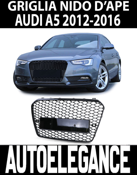 GRIGLIA ANTERIORE AUDI A5 2012-2015 CALANDRA LOOK RS5 NERA NIDO D'APE NO LOGO