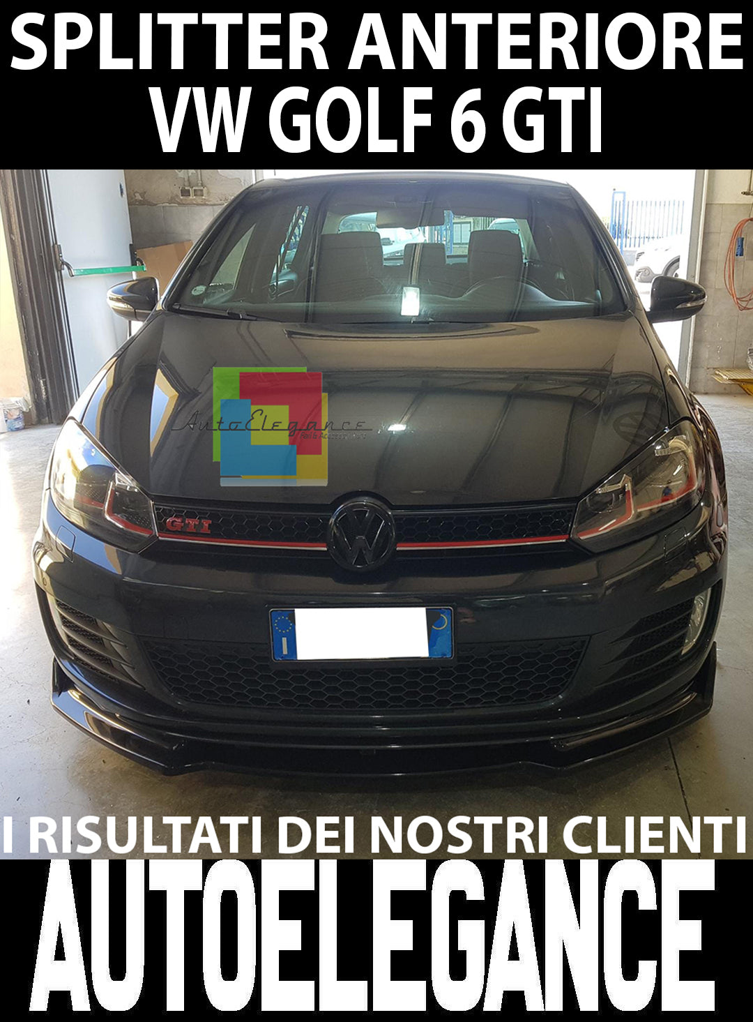 VW GOLF 6 GTI SOTTO PARAURTI ANTERIORE IN ABS LOOK SPORTIVO NERO SPLITTER