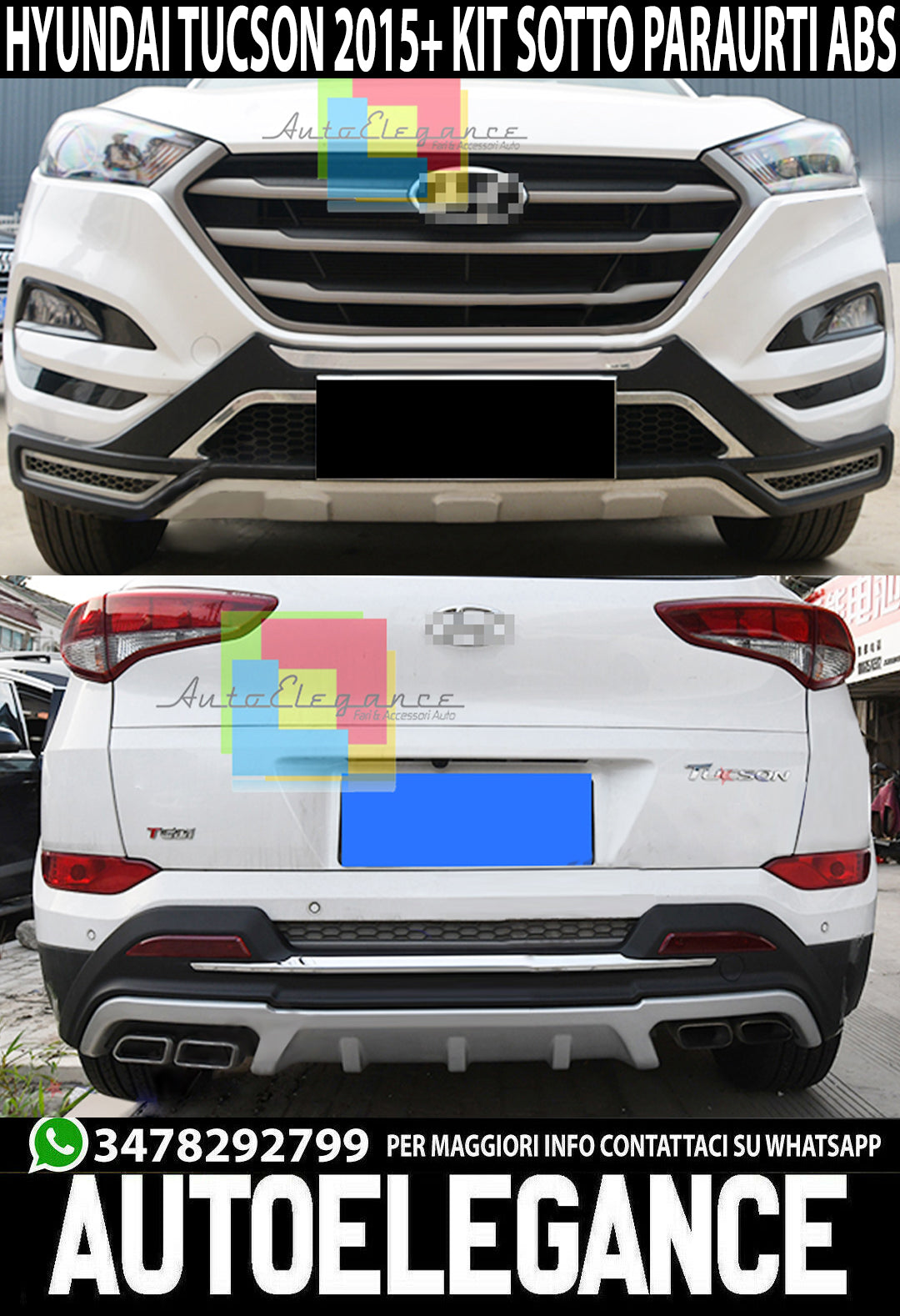 HYUNDAI TUCSON 2015-2018 FRONT &amp; REAR BUMPER SPOILER ABS