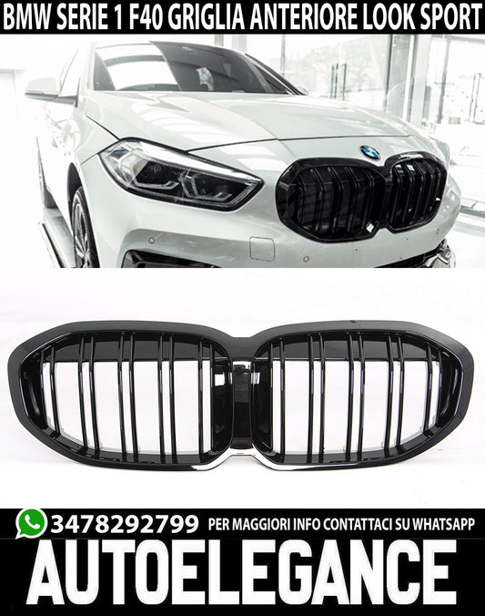 CALANDRA PER BMW SERIE 1 F40 GRIGLIA ANTERIORE DOPPIA FASCIA NERA M SPORT AUTOELEGANCERICAMBI