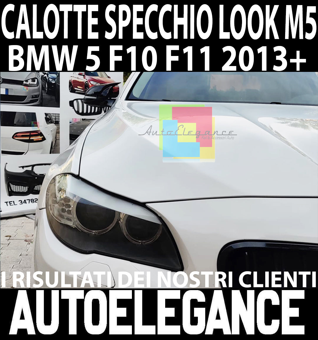 BMW SERIE 5 F10 F11 F07 SERIE 7 F01 F02 2012+ SPECCHI SOSTITUTIVI CALOTTE SPECCHIETTI NERO AUTOELEGANCERICAMBI