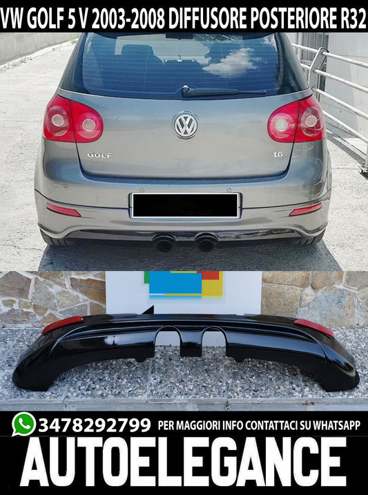 UNDER BUMPER VW GOLF 5 V 2003-2008 REAR DIFFUSER LOOK R32 ABS