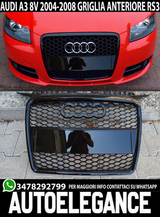 FRONT GRILLE FOR AUDI A3 8P 05-08 RS3 GRILLE GLOSSY BLACK HONEYCOMB