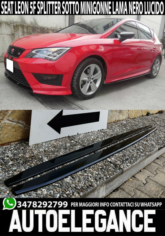 SEAT LEON 5F 2012-2018 SPOILER SPLITTER UNDER SKIRTS ABS BLACK