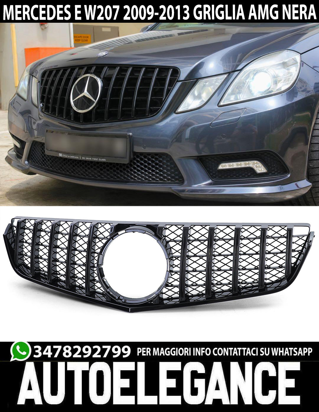FRONT GRILLE MERCEDES E CLASS C207 A207 2009-2013 AMG BLACK PANAMERICA