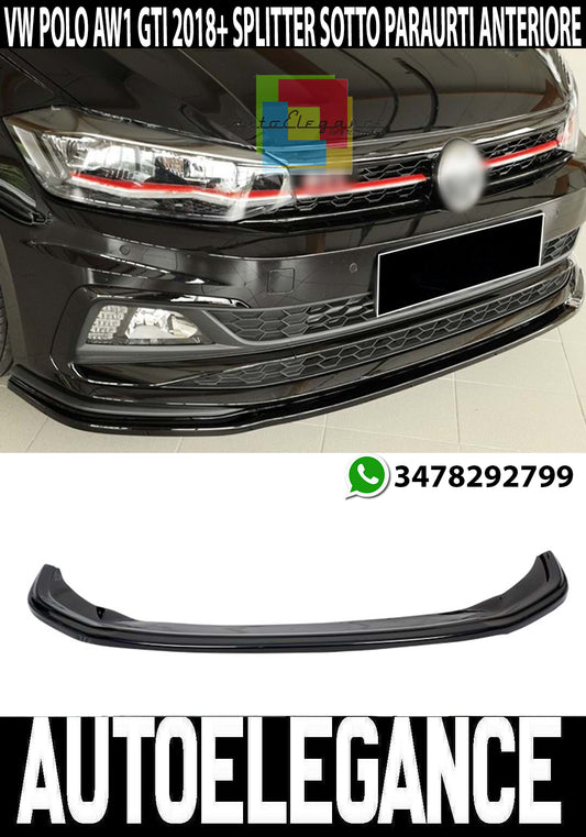 VW POLO AW1 GTI R 2018+ FRONT BUMPER BLADE SPORT ABS BLACK SPLITTER SPOILER