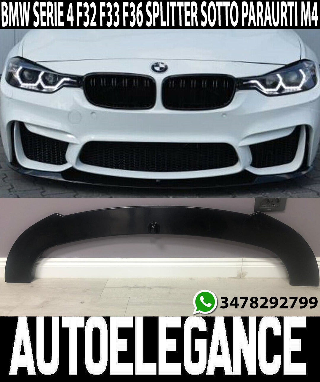 BMW SERIE 4 F32 F33 F36 SPOILER SOTTO PARAURTI ANTERIORE SPORTIVO PARAURTI M4 AUTOELEGANCERICAMBI