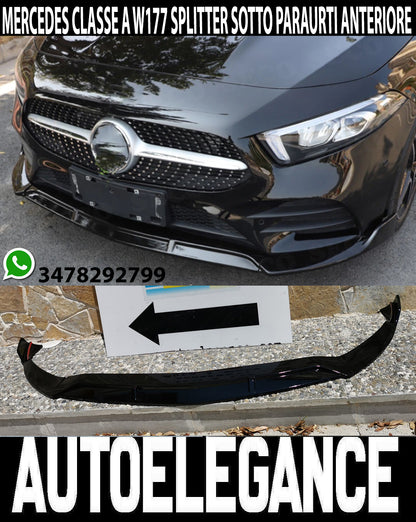 MERCEDES A-CLASS W177 2018+ FRONT BUMPER SPLITTER BLACK AMG A45 BLADE