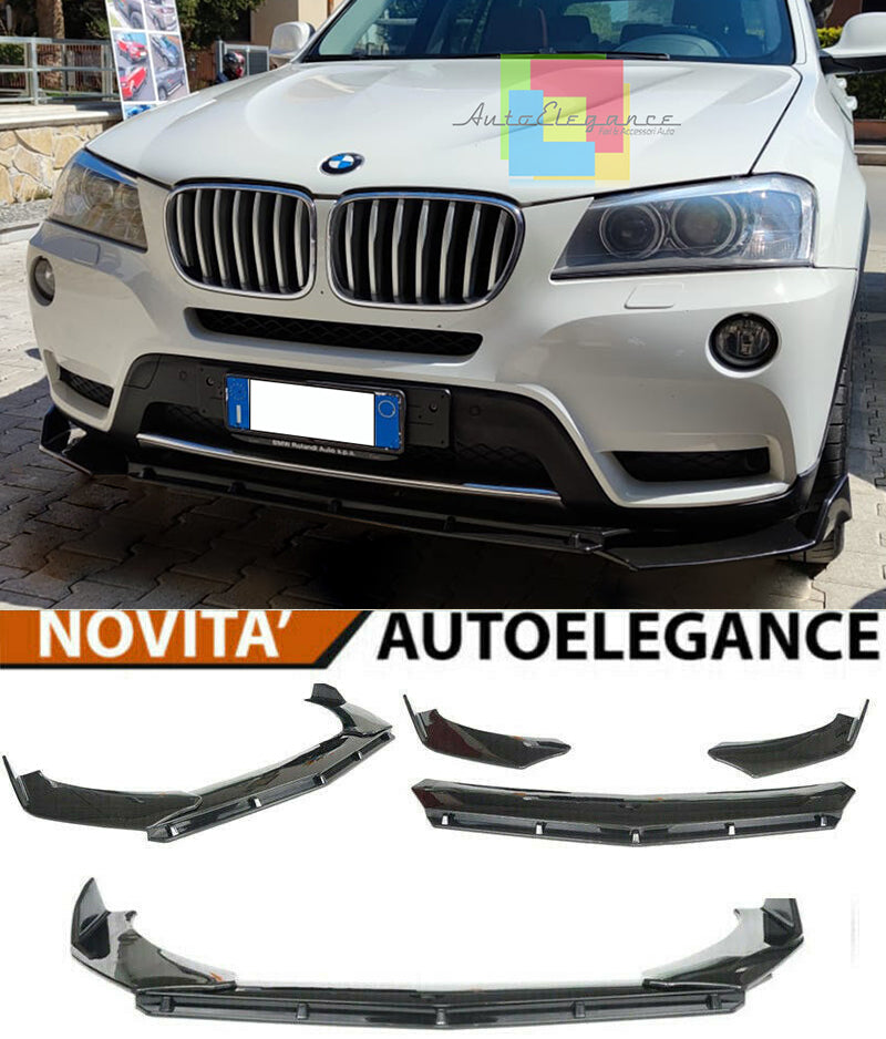 BMW X3 F25 2010-2017 LAMA SOTTO PARAURTI ANTERIORE IN ABS NERO SPLITTER AUTOELEGANCERICAMBI