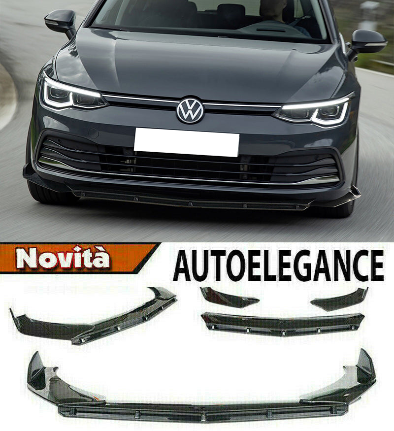 VW GOLF 8 VIII FRONT BUMPER SPLITTER GLOSS BLACK RS LOOK