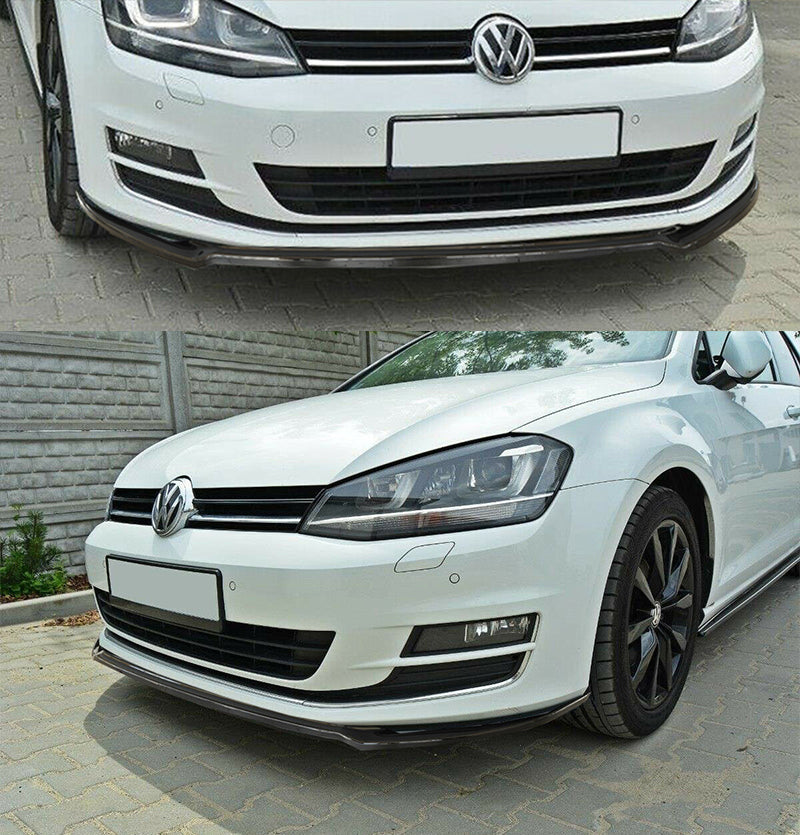 VW GOLF 7 &amp; 7.5 LIP SPOILER UNDER FRONT BUMPER ABS GLOSS BLACK SPLITTER