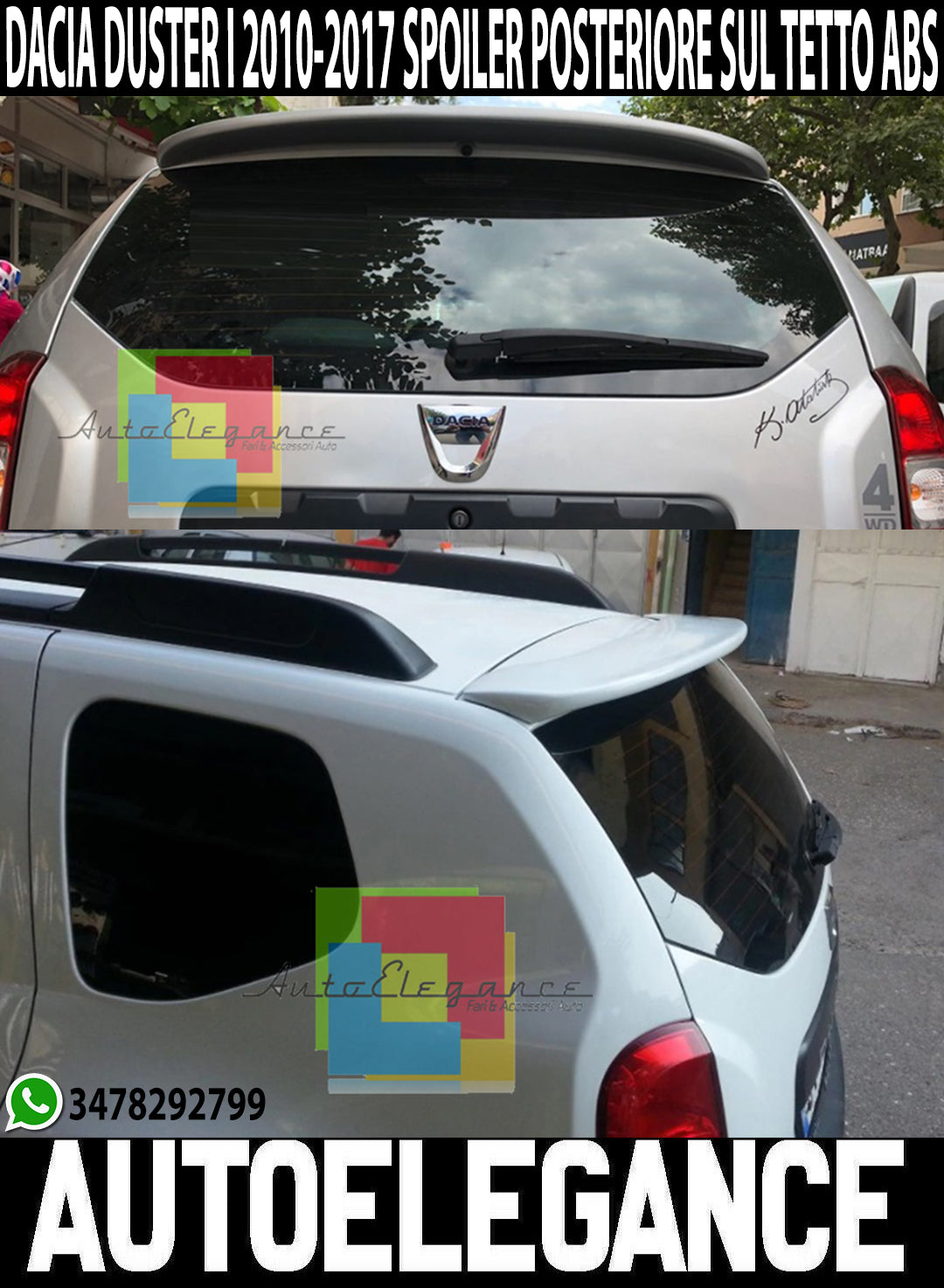 DACIA DUSTER MK1 2010-2017+ SPOILER POSTERIORE SUL TETTO AUTOELEGANCERICAMBI