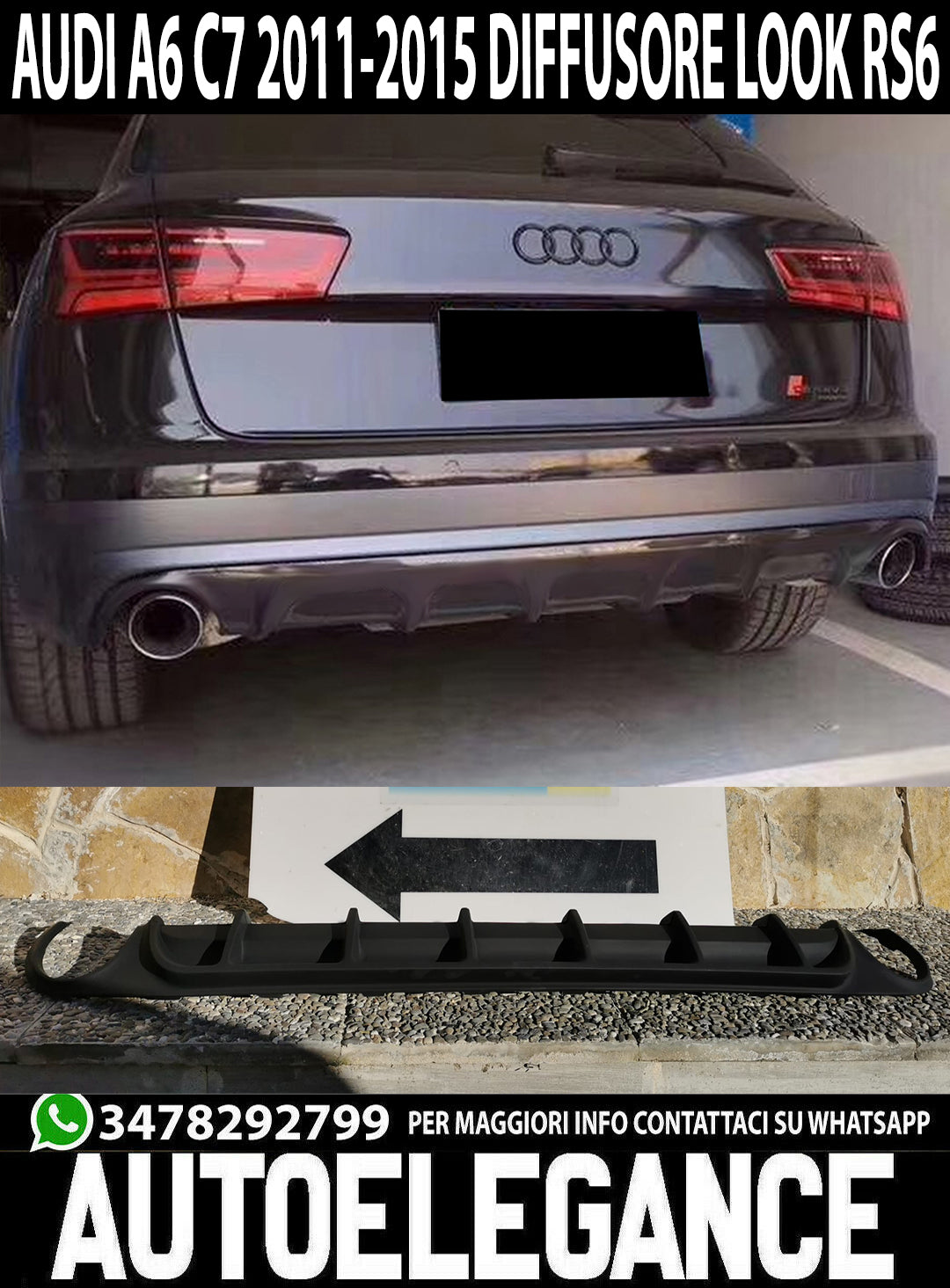 LOOK DIFFUSER S6 RS6 AUDI A6 C7 4G 2011-2014 AVANT SEDAN REAR SPOILER