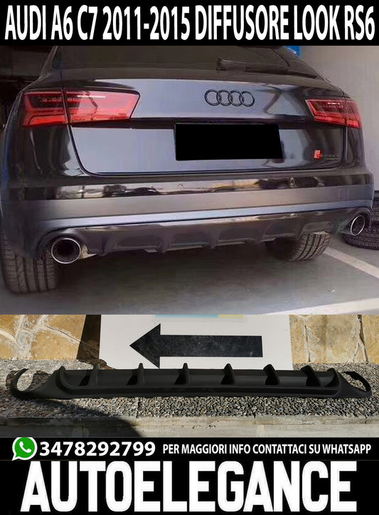 DIFFUSORE LOOK S6 RS6 AUDI A6 C7 4G 2011-2014 AVANT BERLINA SPOILER POSTERIORE