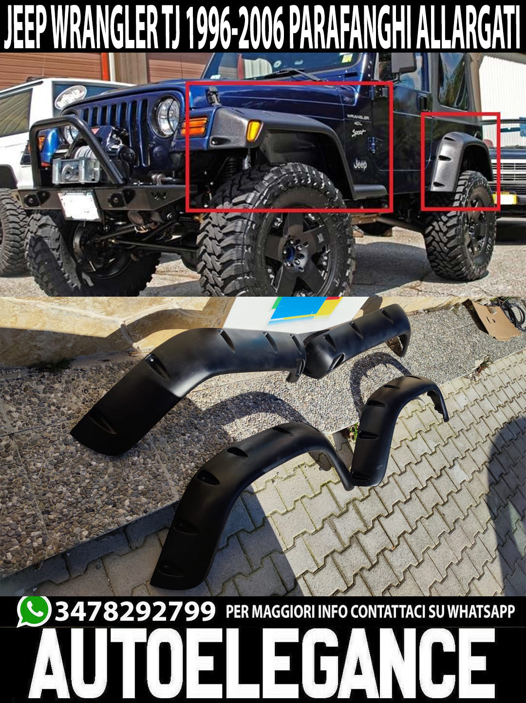 SET OF SIDE WHEEL ARCH FENDERS WIDENED JEEP WRANGLER TJ 1996-2006 -.
