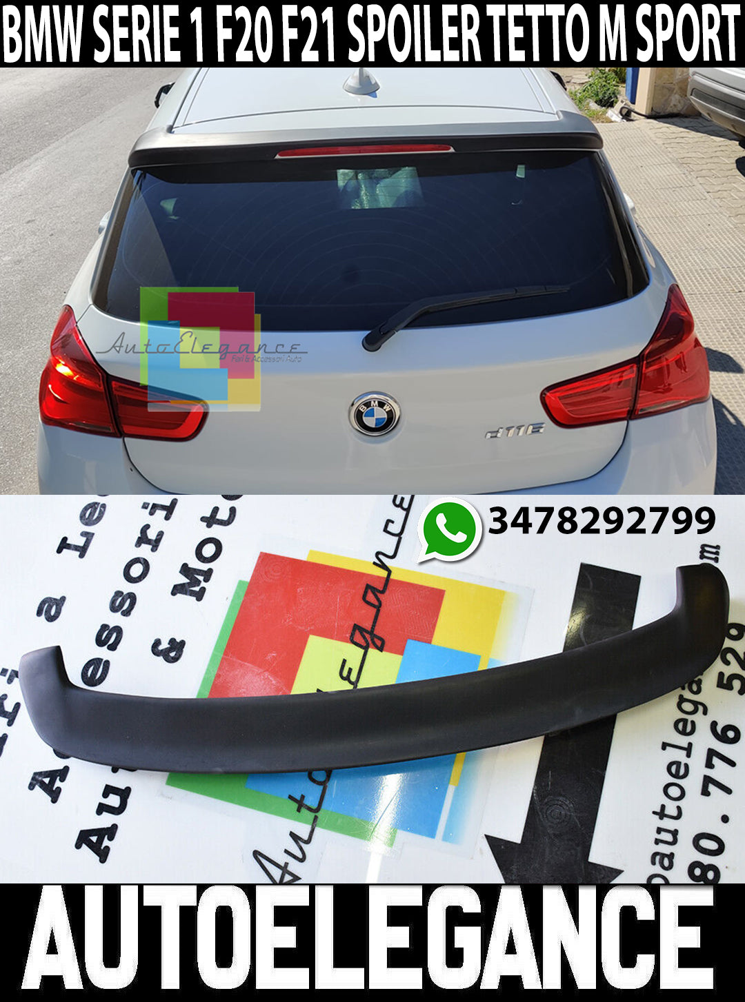 BMW SERIE 1 F20 F21 2011 IN POI - SPOILER POSTERIORE SUL TETTO LOOK M SPORT ABS AUTOELEGANCERICAMBI