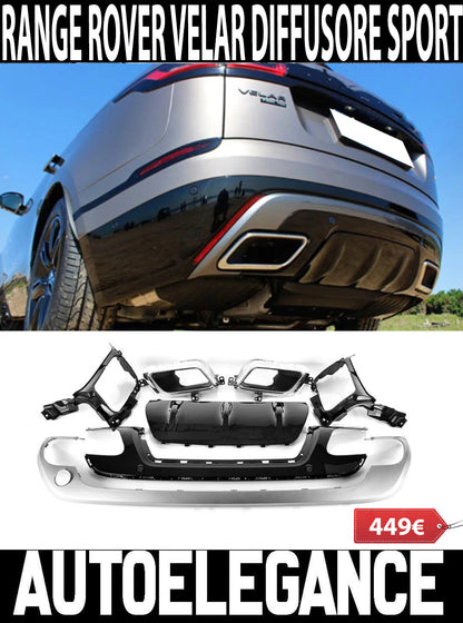 RANGE ROVER VELAR DIFFUSORE POSTERIORE ABS TERMINALI INOX CROMATO